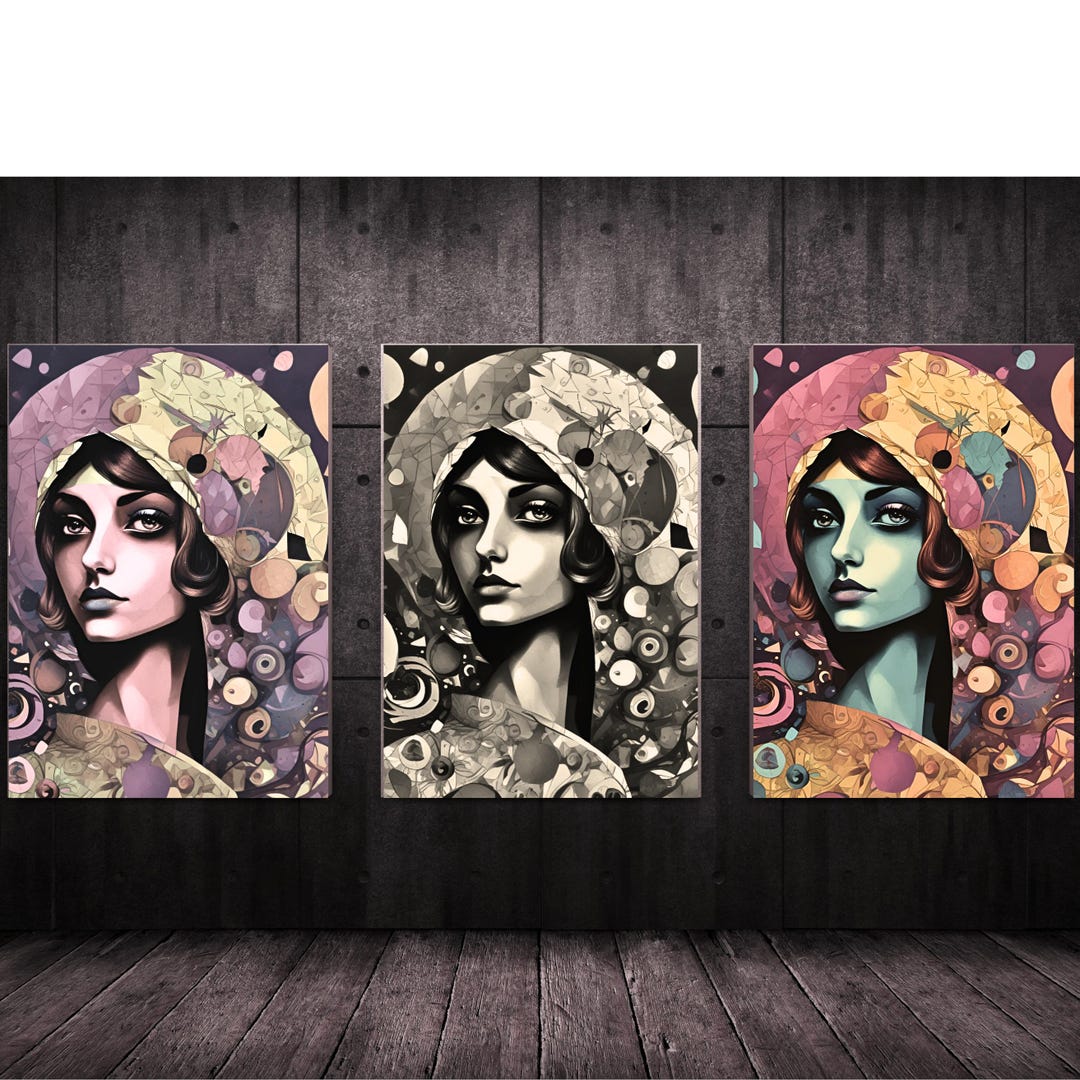 Modern Abstract Digital Wall Art Poster, Boho Style, Cosmic Femininity ...