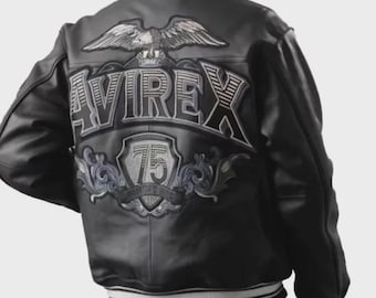 Handmade Men's Avirex 75 Aviator King Cowhide Leather Bomber Jacket