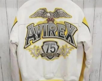 Handmade Men's Avirex 75 Aviator King Real Cowhide Leather Bomber Jacket