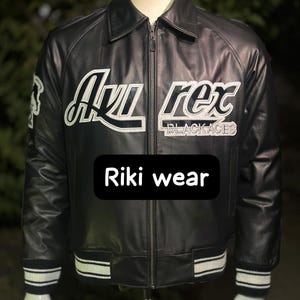 Chaqueta bomber de cuero Avirex hecha a mano: el icónico estilo de vuelo americano imagen 14