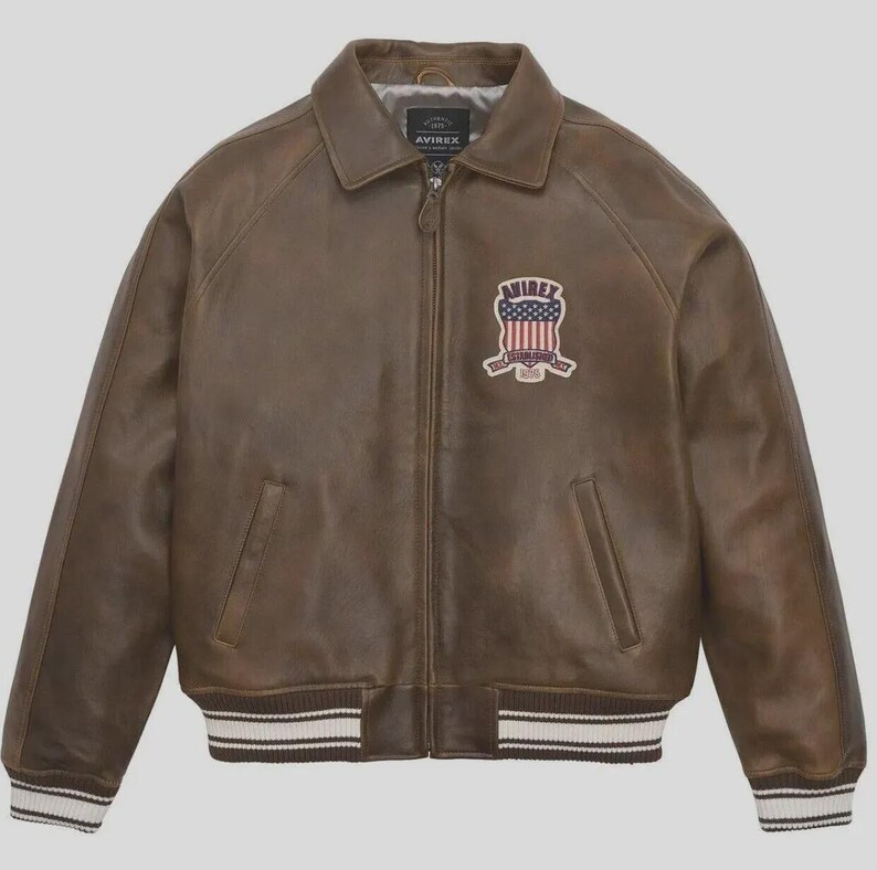Chaqueta bomber de cuero Avirex hecha a mano: el icónico estilo de vuelo americano imagen 10