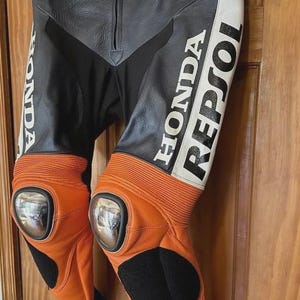 Pantaloni da moto Honda Repsol in vera pelle di vacchetta