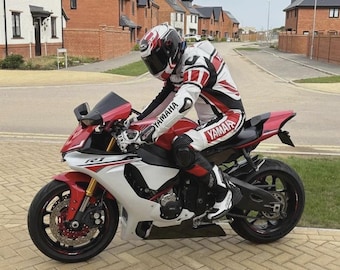 Yamaha R1 Motorbike Racing Genuine Leather Suit CE Armor Handmade Motorcycle Biker Suit