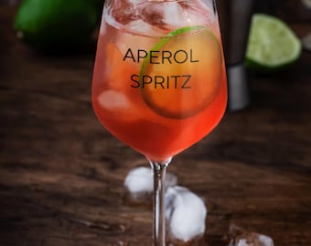 Aperol Spritz Wine Glass, Summertime Spritz Pink Skies, Italian Travel Gift, Christmas Spritz Glass, Gift for Friend, gift for her