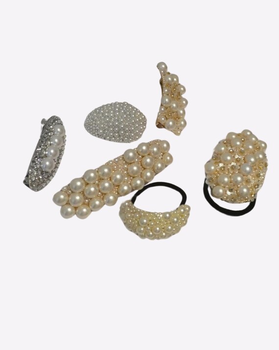 [Vintage] Pearl Embellished Hair Barrette Vintage Faux Pearl Embellished Hair Barrette Clip | eBay main image 3