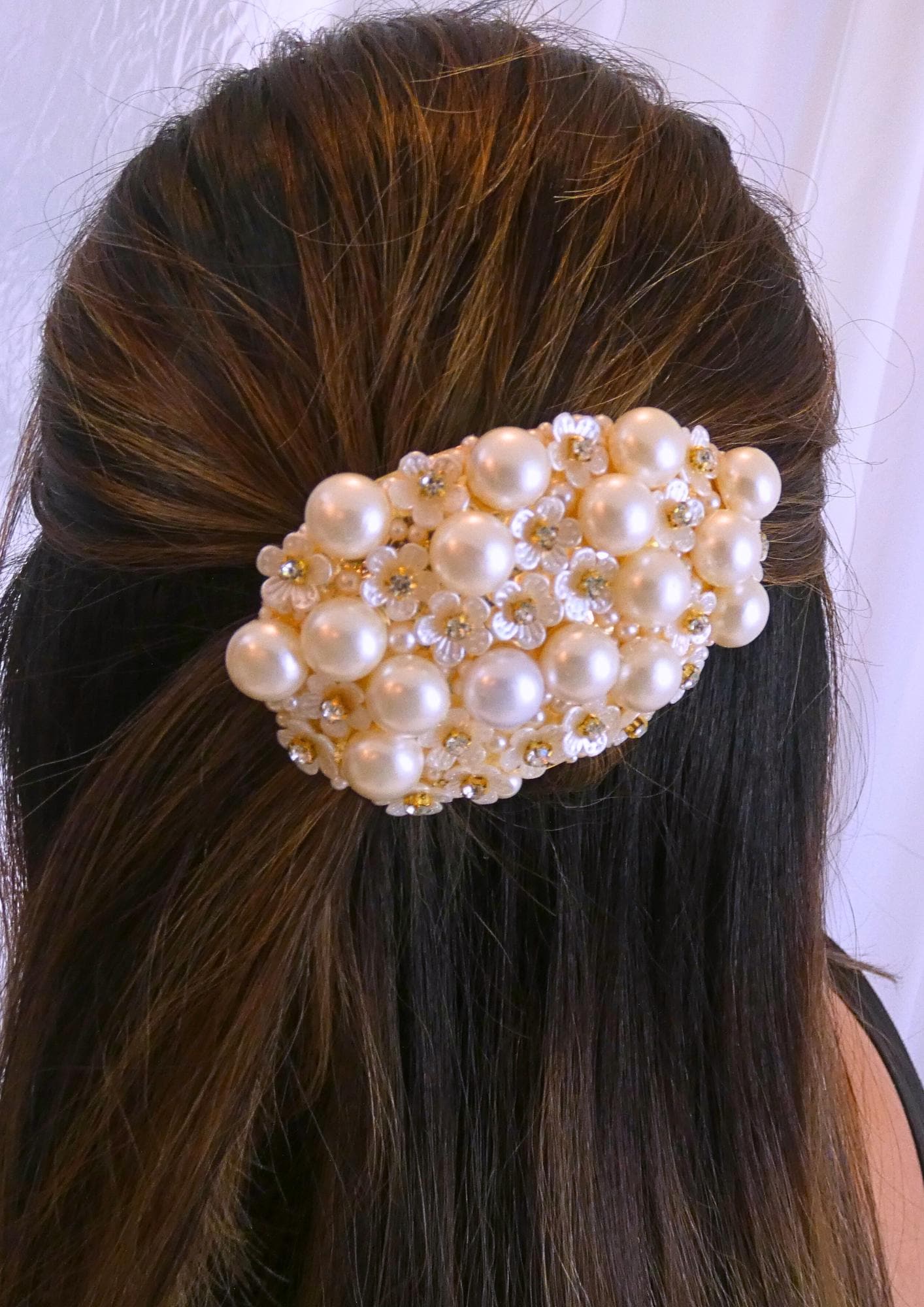 Vintage Bridal Reinstone Pearls Hair Wedding Prom Barrett Amazon.com : 4 Pieces Rhinestone Bridal Hair Clip, Pearls  main image 2
