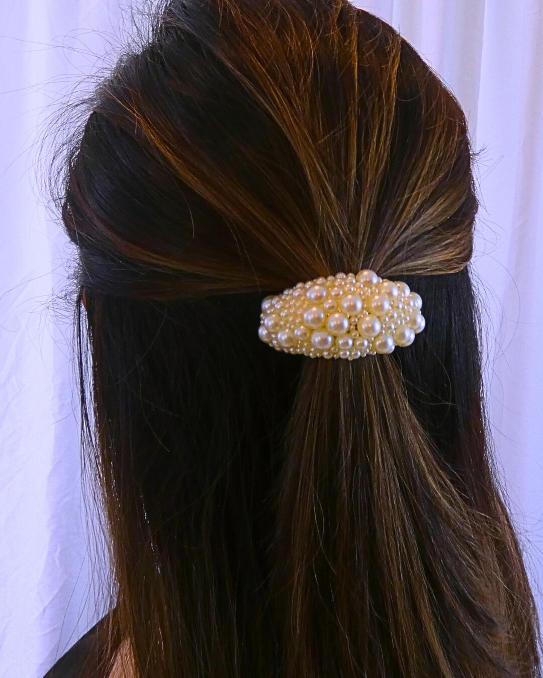 Vintage Bridal Reinstone Pearls Hair Wedding Prom Barrett Pearl Silver Bridal Hair Barrettes for sale | eBay main image 3