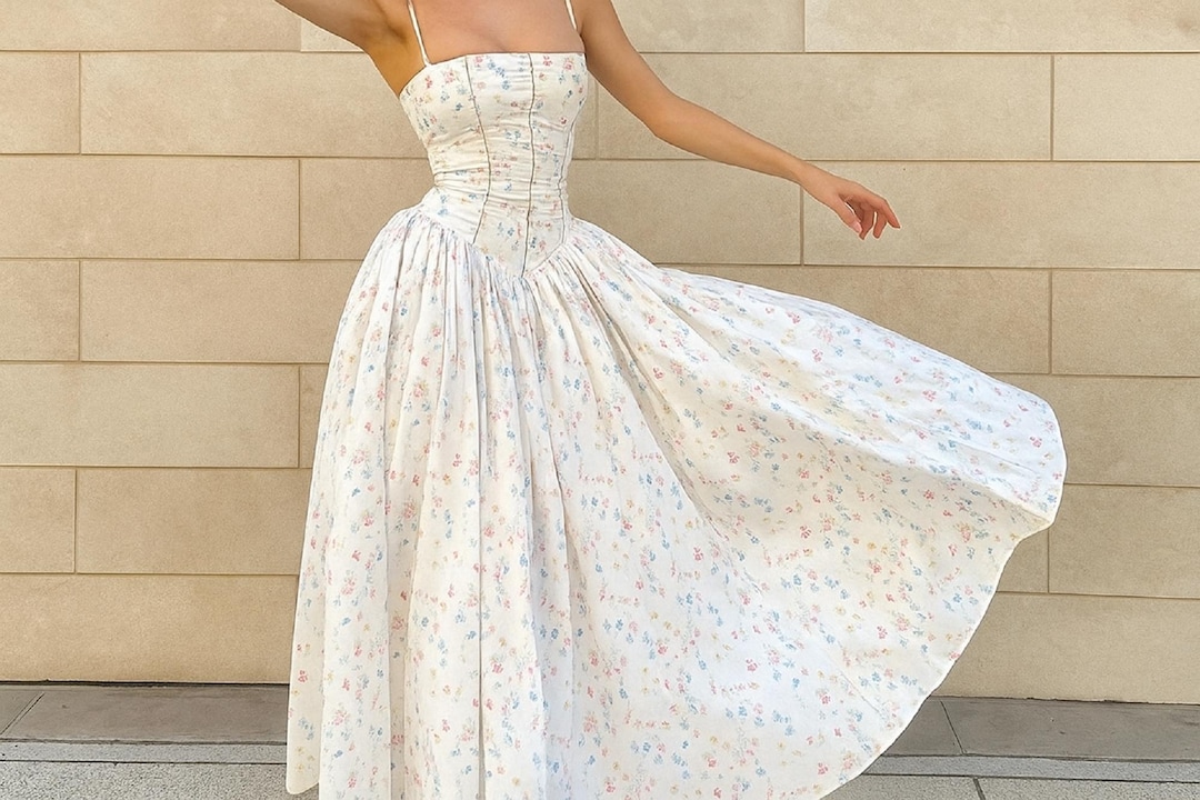 Floral Corset Maxi Dress Elegant Spaghetti Strap Vacation Outfit Etsy — free download