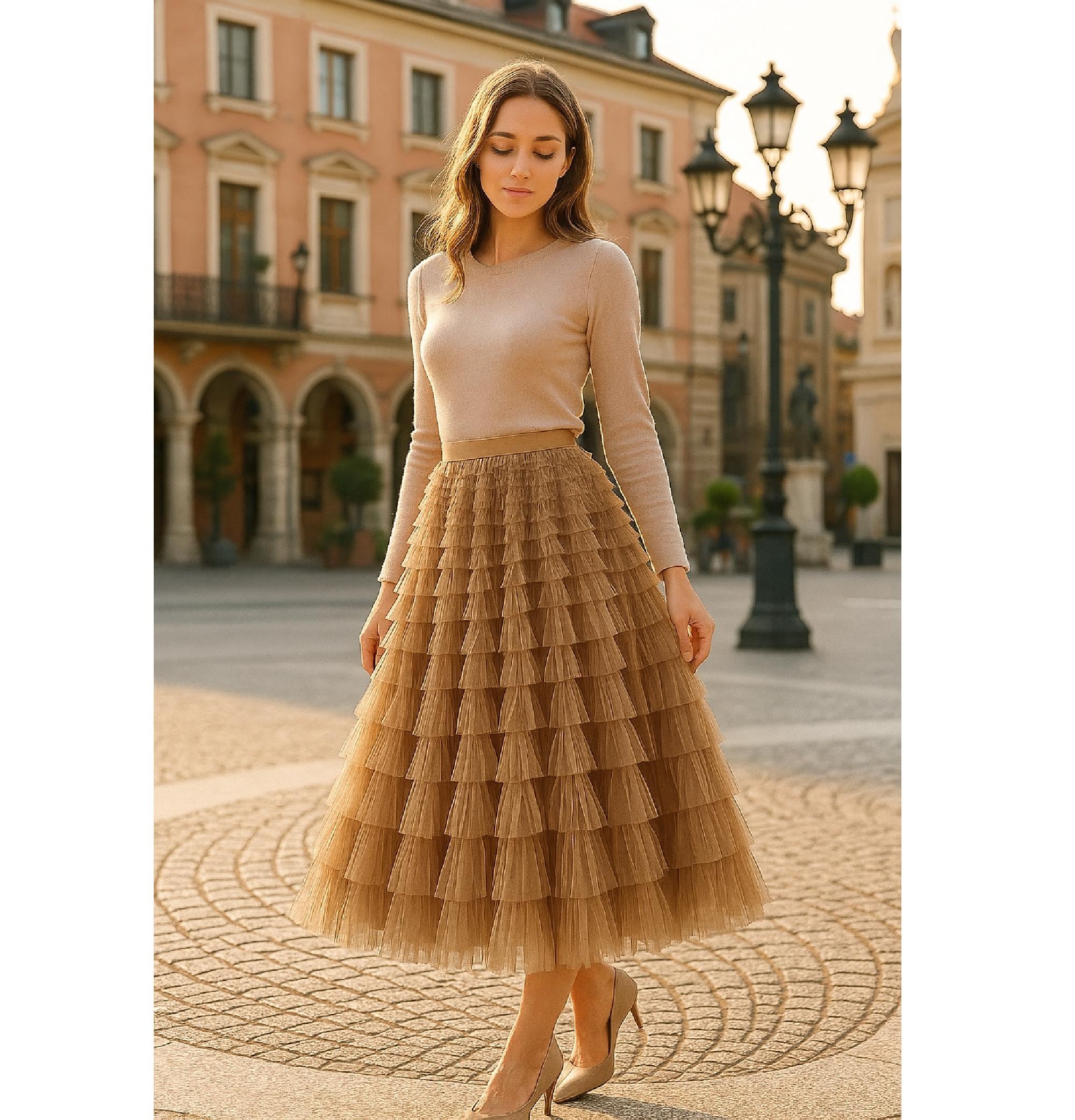 Omela Dames lange tule rok 3 lagen tule maxi-ok elegante bruiloft rok