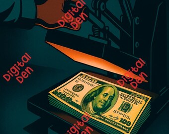 Impresión de dinero con prensa térmica urbana - Arte digital de 30 x 30 cm / Estética de dinero callejero / Descarga instantánea para camisetas, decoración mural y merchandising