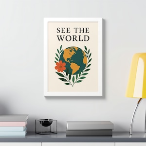 Explore the World Framed Poster, Travel Décor, Home Inspiration, Adventure Gift, Wall Art
