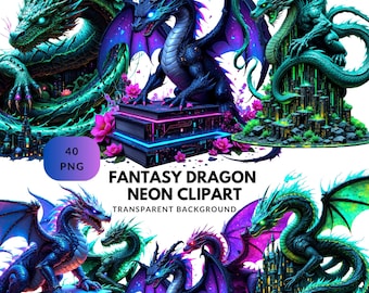 Fantasy Dragon Clipart Bundle – Mystical PNGs for Commercial Use (Digital Download)