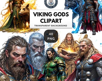 Wikinger Götter Clipart Set – Antike Mythologie Nordische Gottheiten