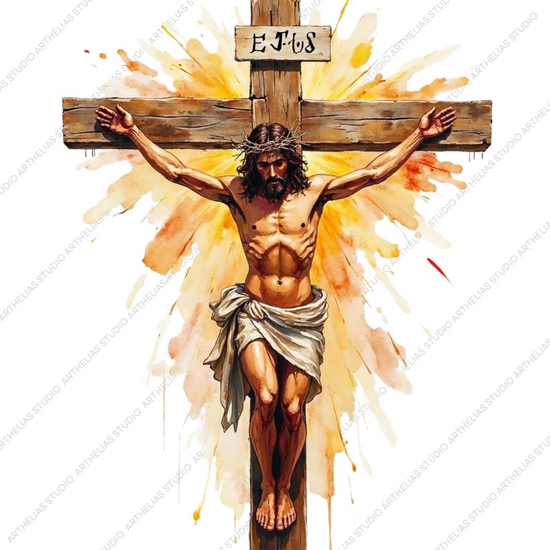 Watercolor Jesus Clipart – Religious PNG Bundle for Sublimation ...