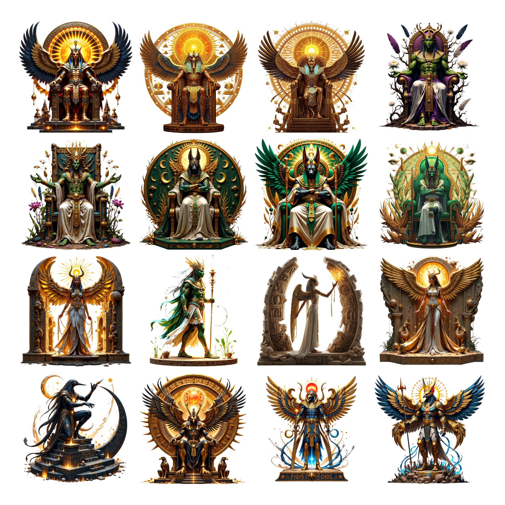 Egyptian Gods Clipart Bundle, Ancient Mythology PNG Set, Digital ...