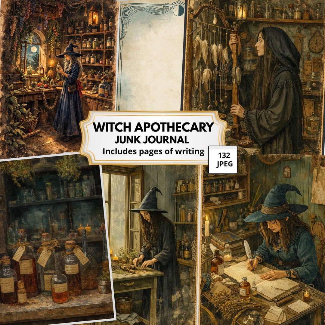 Witch Apothecary Junk Journal Kit - Printable Papers & Ephemera - Etsy