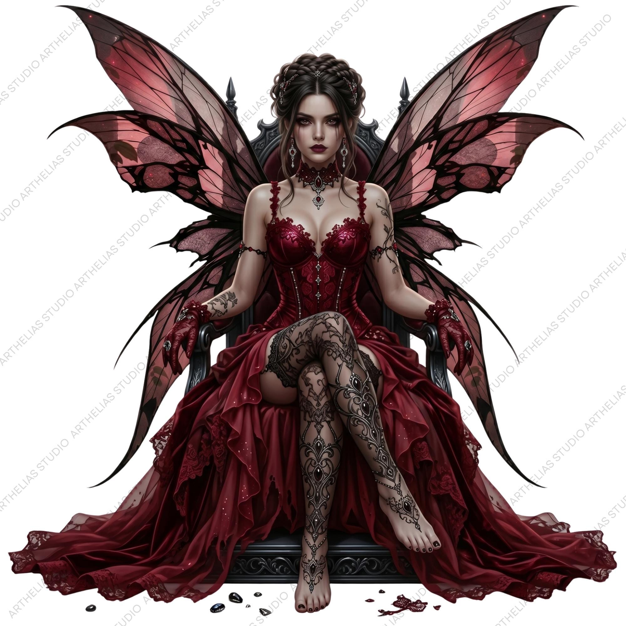 Gothic Fairy Clipart Set – Dark Fantasy Fairies PNG for Junk Journal ...