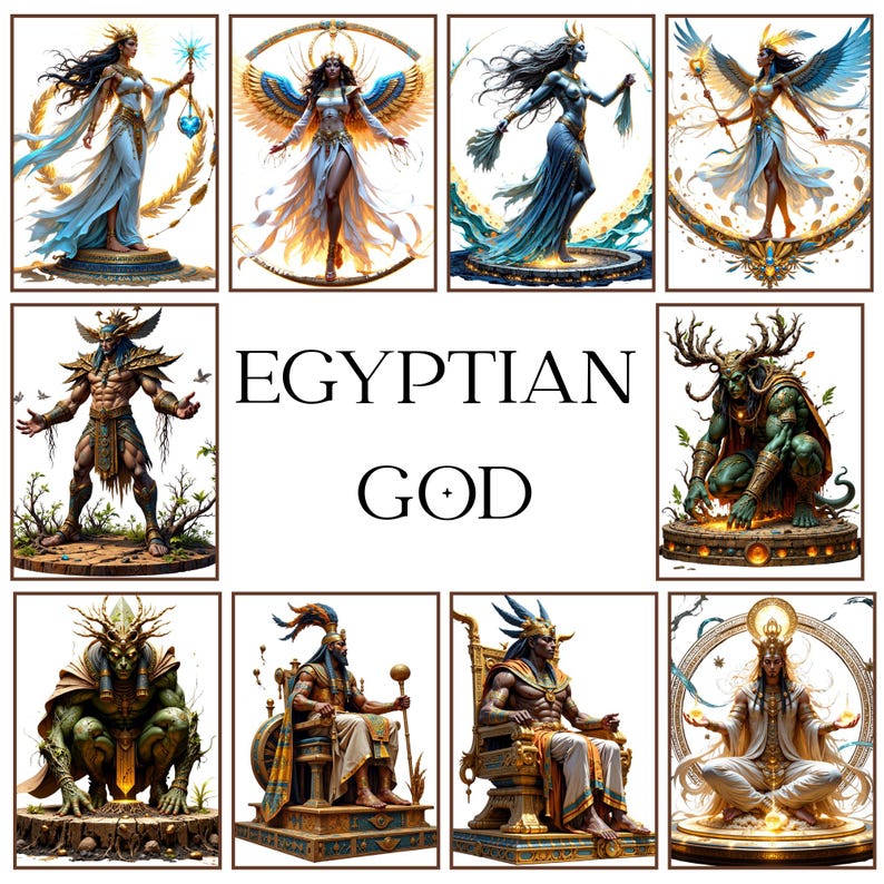 Egyptian Gods Clipart Bundle, Ancient Mythology PNG Set, Digital ...