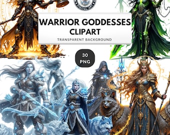 Warrior Goddesses Clipart – Norse Valkyries & Pagan Goddesses
