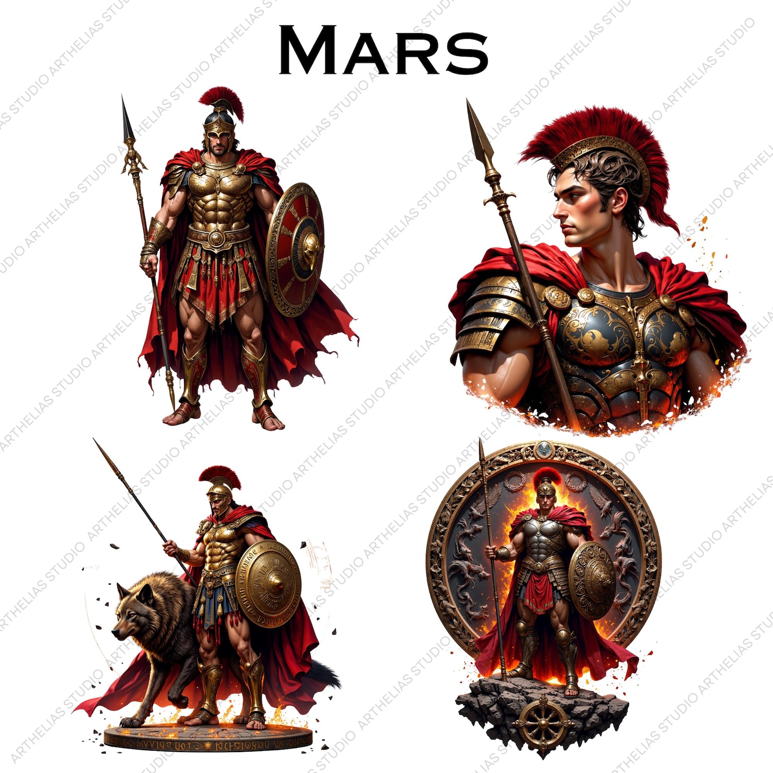 Roman Gods Clipart Bundle – Ancient Mythological Deities for Junk ...