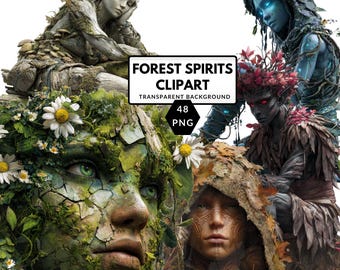 Forest Spirits PNG Bundle – Nordic Mythology & Magical Creatures Clipart for Junk Journals and Creative Crafts