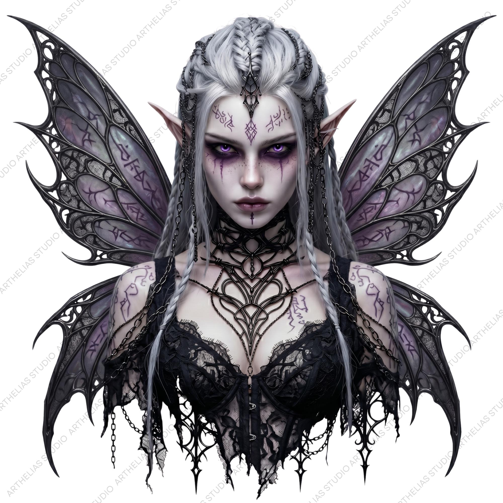 Gothic Fairy Clipart Set – Dark Fantasy Fairies PNG for Junk Journal ...