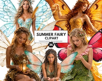 Summer Fairy Clipart – PNG Bundle for Magical Junk Journals & Digital Scrapbooking