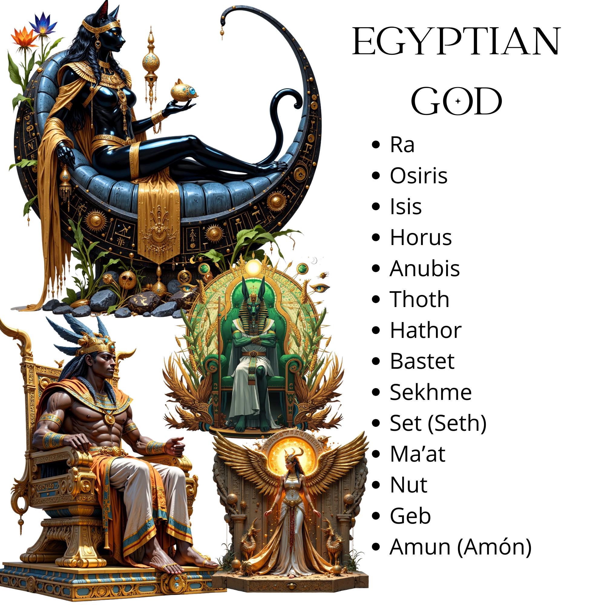 Egyptian Gods Clipart Bundle, Ancient Mythology PNG Set, Digital ...