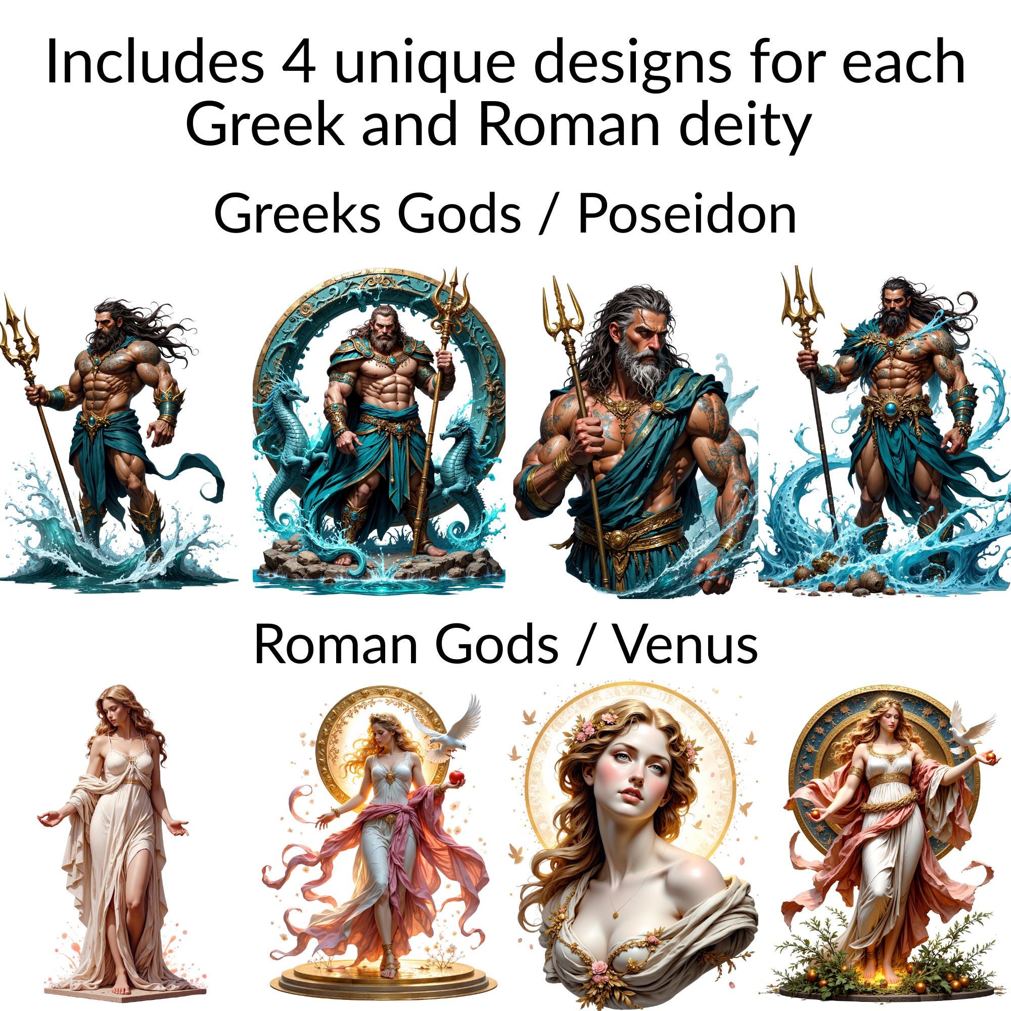 Greek and Roman Pagan Gods Clipart Set – Fantasy Pngs for Digital Art ...