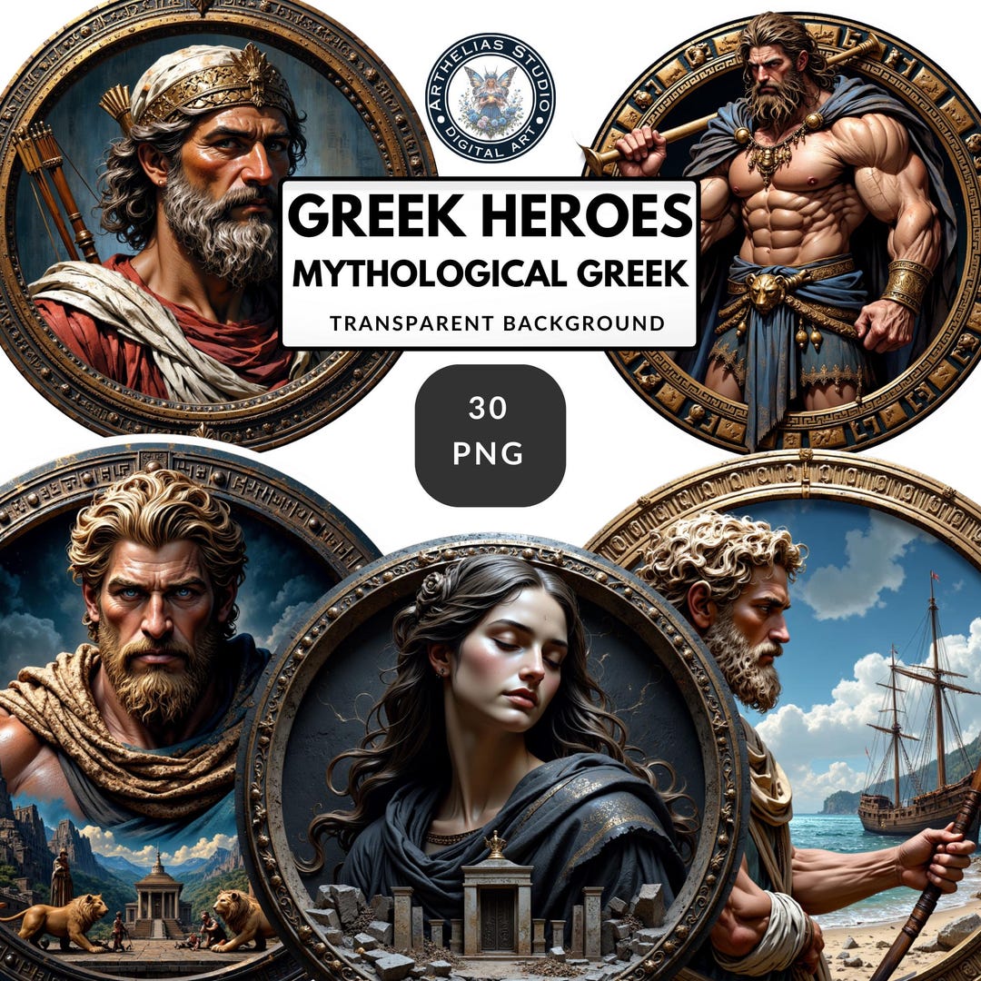 Mythical Greek Heroes PNG – Ancient Legends Clipart for Scrapbooking ...