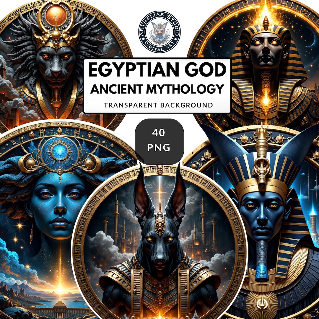 Egyptian Gods Clipart Bundle – Ancient Deities PNG Set for Fantasy Art ...