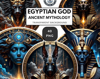 Egyptian Gods Clipart Bundle – Ancient Deities PNG Set for Fantasy Art and Mythology Crafts