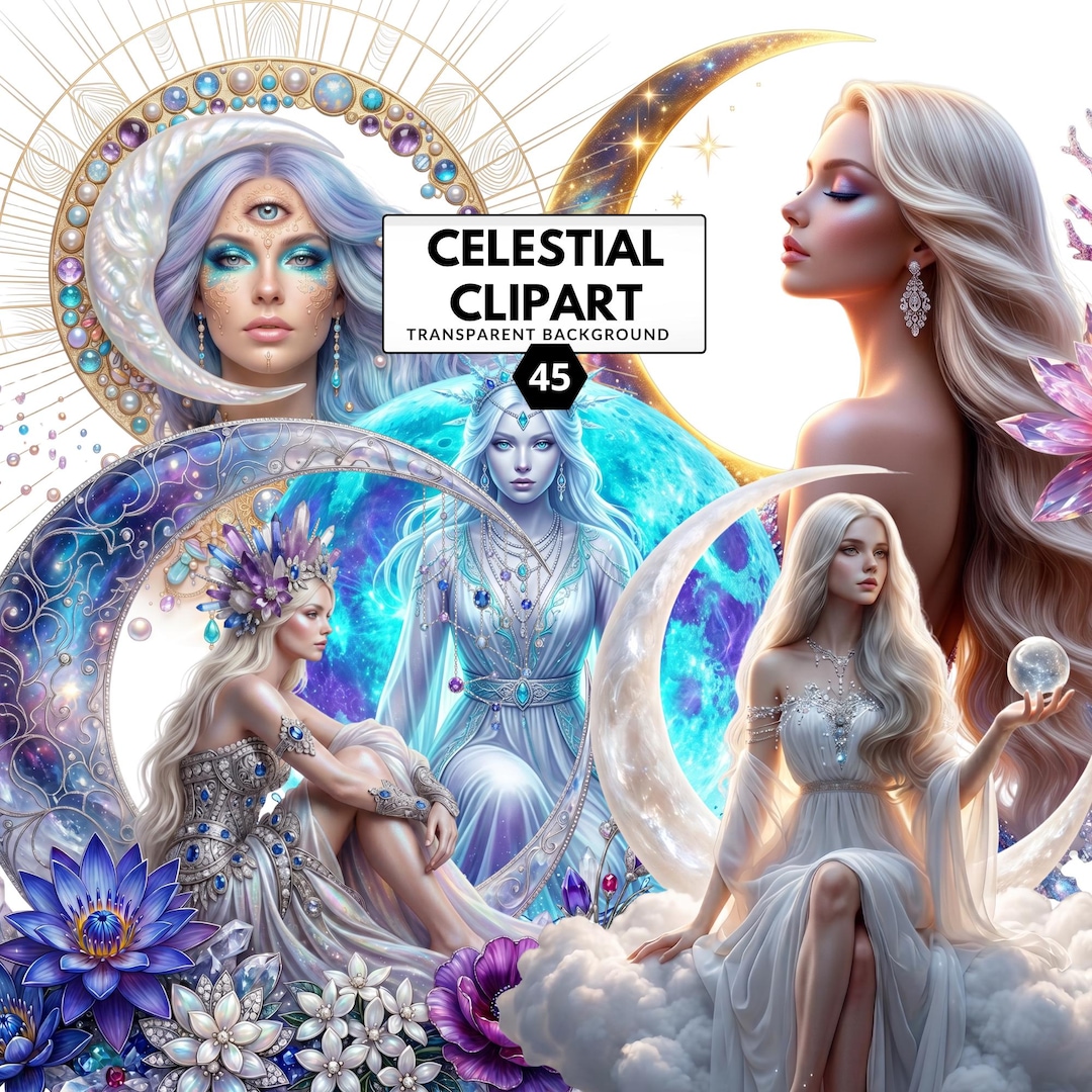Celestial Clipart – Astrology PNG Bundle & Lunar Magic Designs for ...