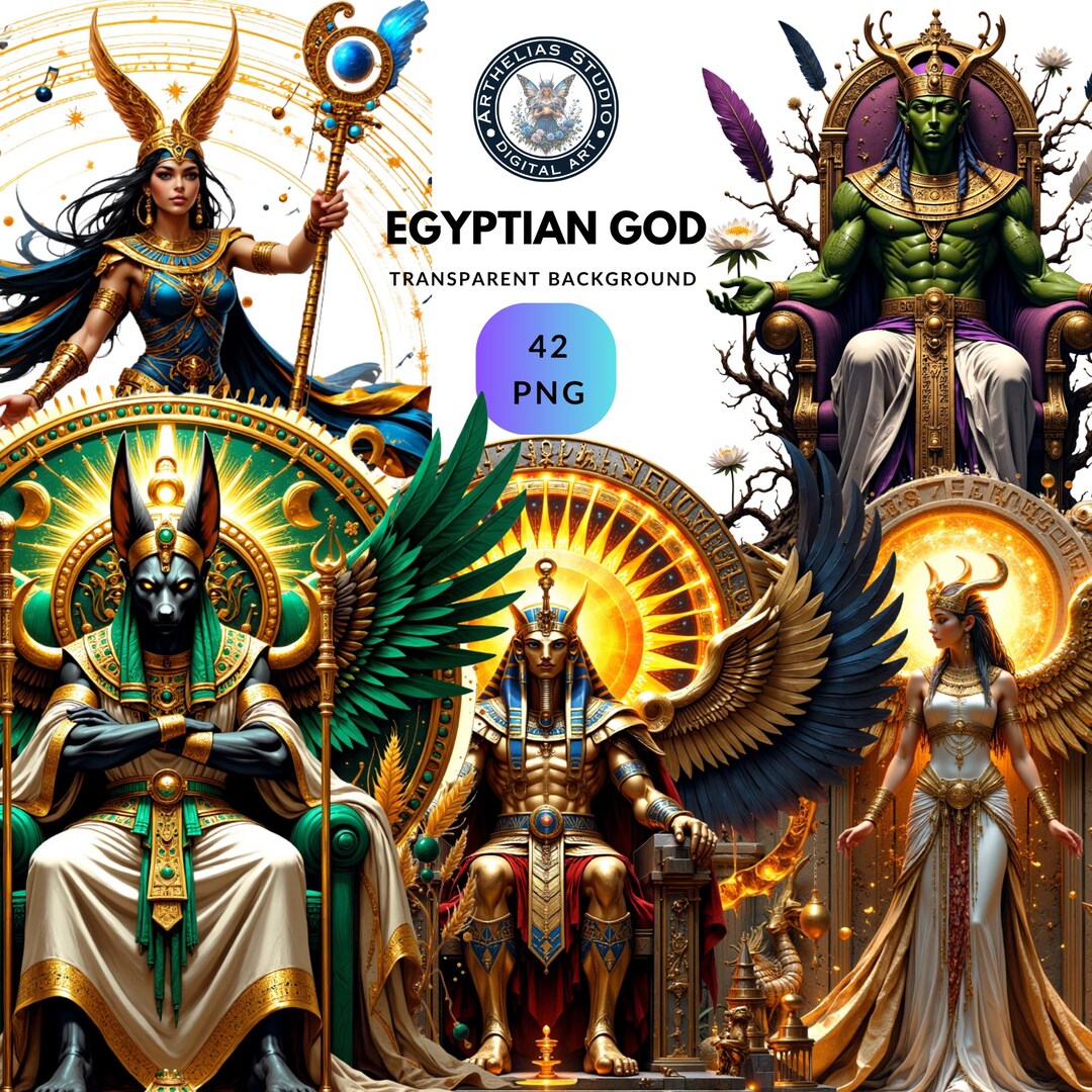 Egyptian Gods Clipart Bundle, Ancient Mythology PNG Set, Digital ...