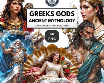 Greek Gods Clipart PNG Bundle – Olympian Deities & Mythology Art