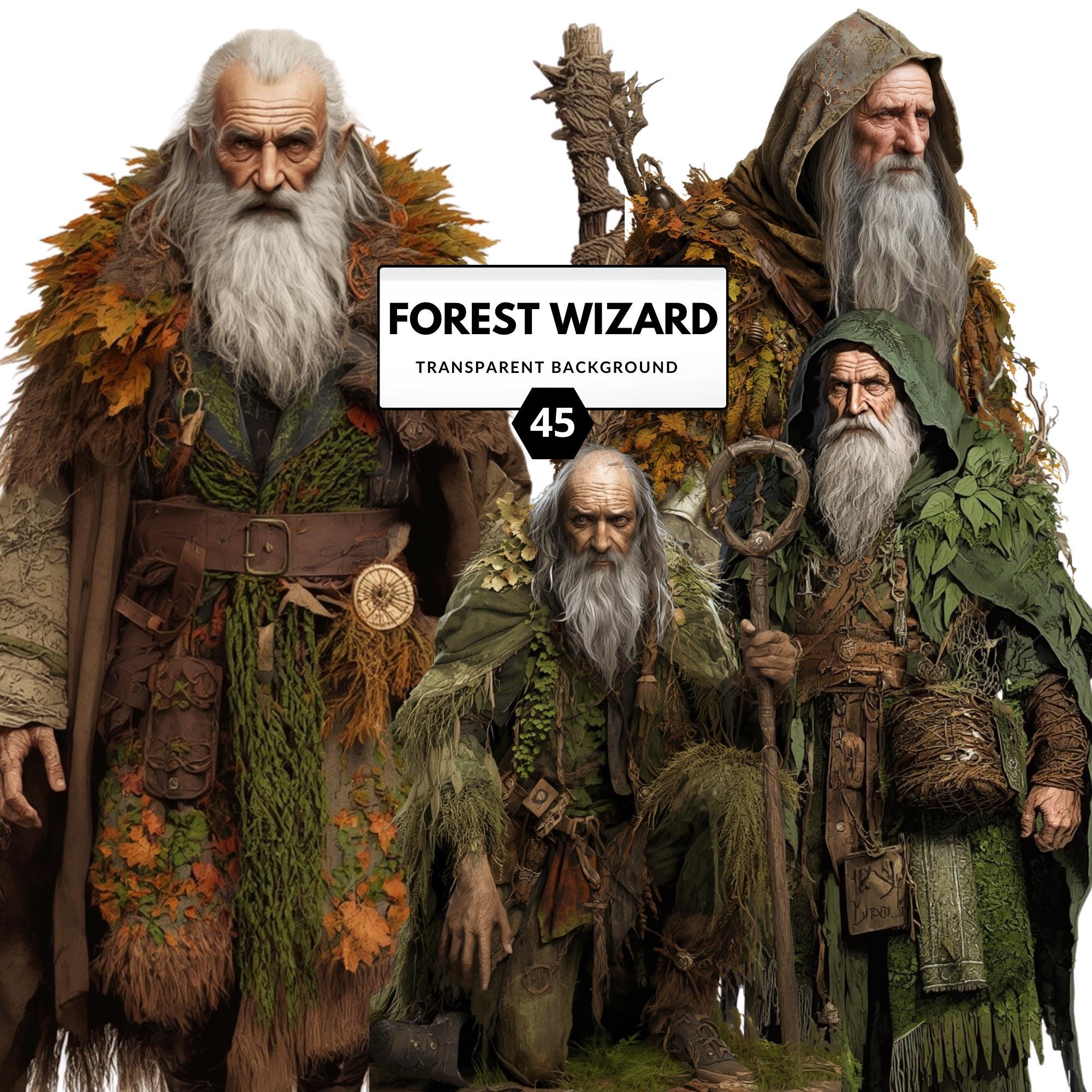 Forest Wizard Clipart – Fantasy Wizard Character for Journals & Digital ...