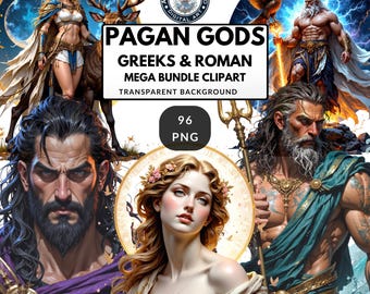 Greek and Roman Pagan Gods Clipart Set – Fantasy PNGs for Digital Art & Junk Journals