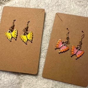 Verscheidenheid emaille vlinder hangoorbellen |  Sieraden vlinderliefhebber