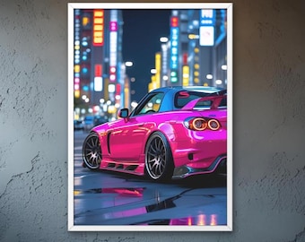 Pink Honda S2000 Tuning Poster | Hyperrealistic Need for Speed ​​Style | JDM Sports Car Poster | High Resolution Digital Print