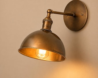Handmade Antique Brass Wall Sconce | Adjustable Swivel Arm Retro Accent Light