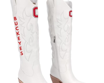 Ohio Gameday Boots | Tailgate Party | Columbus | Football Fan | Gameday outfit | College Sports | Buckeyes Inspired Football Shoes | Cowgirl