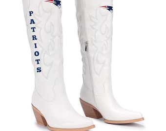 Patriots Inspired Gameday Boots | Tailgate Party | New England | Football Fan | Gameday outfit | NFL Sports | Shoes | Cowgirl | Gift