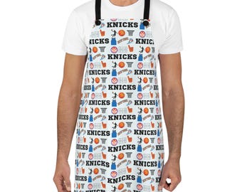 New York Knicks Basketball Apron | NBA Fan | Grilling Set | Gift for Chef Dad Grandpa Husband | Tailgate Party | BBQ Grill | Housewarming