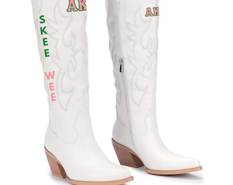 AKA Sorority Cowgirl Boots | Tailgate Party | Gameday outfit | Alumni | HBCU Homecoming | Divine 9| 1908 | Skee Wee | Pink and Green