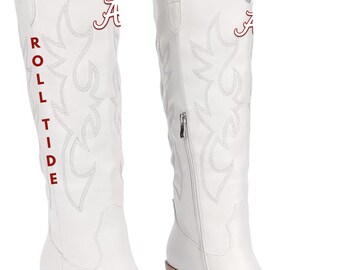 Alabama Gameday Boots | Tailgate Party | Gameday outfit | College Sports Fan | Roll Tide Inspired Football Shoes | Cowgirl | Tuscaloosa