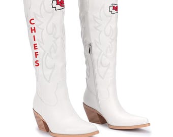 Kansas City Inspired Gameday Boots | Tailgate Party | Chiefs Football Fan | Gameday outfit | NFL Sports | Cowgirl | Travis Kelce