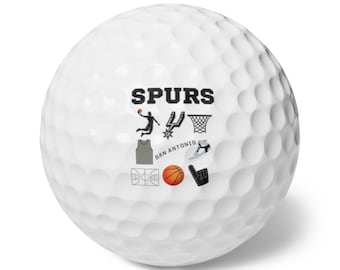 San Antonio Spurs Basketball Golf Balls, 6pcs | Personalized Golf Gift | Gift for Him | Sports Fan | Wedding | Branded Event | Corporate