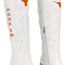 Texas Gameday Boots | Tailgate Party | Gameday outfit | College Sports Fan | Longhorns Football Inspired | Cowgirl | Hook em | Houston Rodeo