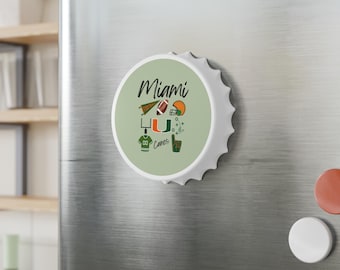 Miami Hurricanes Inspired Bottle Opener | Grill Set | Gift for Dad Grandpa Husband | Football | Man Cave | Kitchen Decor | Tailgate Party