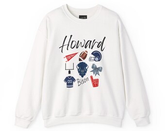 Bluza futbolowa Howard Bisons | HBCU | Waszyngton | Odzież na mecz uniwersytecki | Prezent | Impreza tailgate | Stowarzyszenie studenckie | Absolwenci | Bractwo
